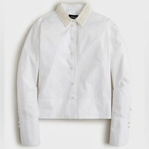 NWT J.CREW Collection Cropped Garçon Shirt with Pearl Collar and Buttons